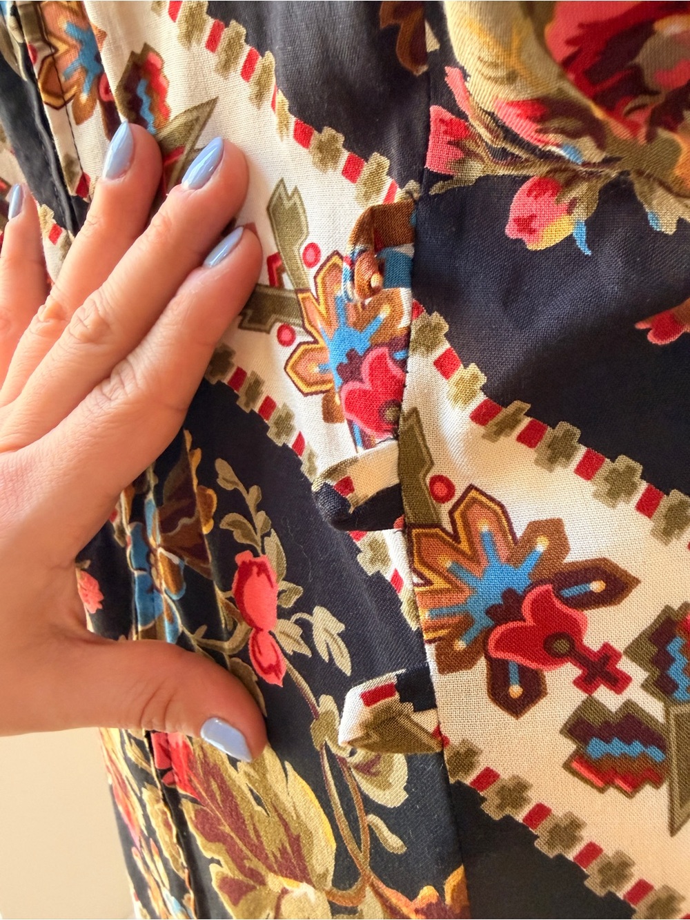 Vintage Nina Piccalino Floral Southwestern Midi Dress Romantic Folk Festival - Picture 6 of 12